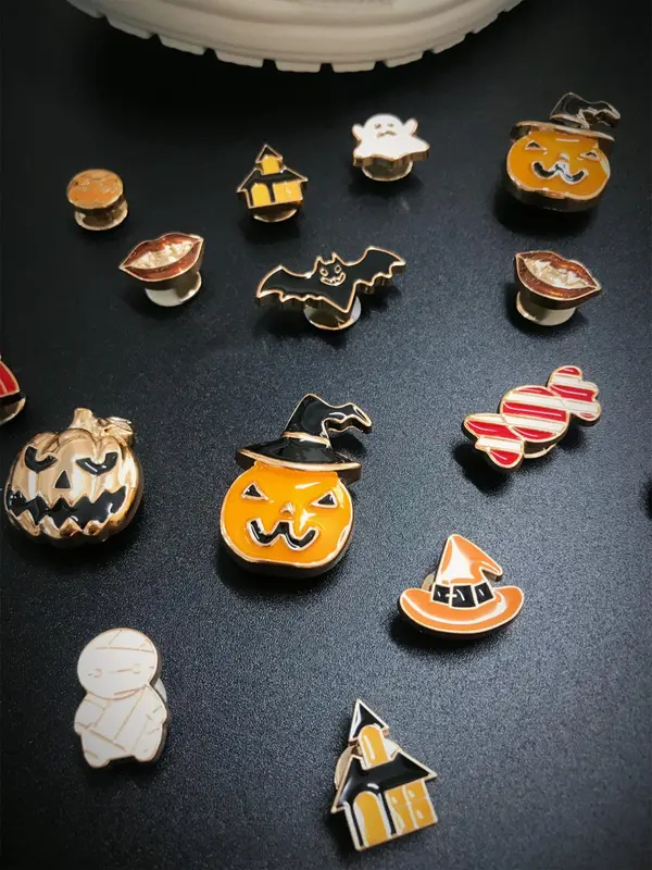 Cute Cartoon Ghost & Pumpkin & Witch Hat Design Shoe Decoration, Halloween Themed Shoe Charm, Fashionable Shoes Decoration for Women & Girls 2