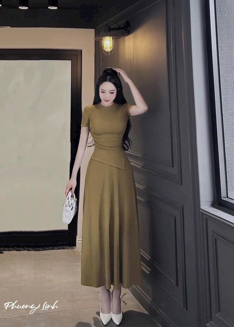 Product Introduction of Sét váy tăm lạnh tà chéo dáng dài đủ màu 7
