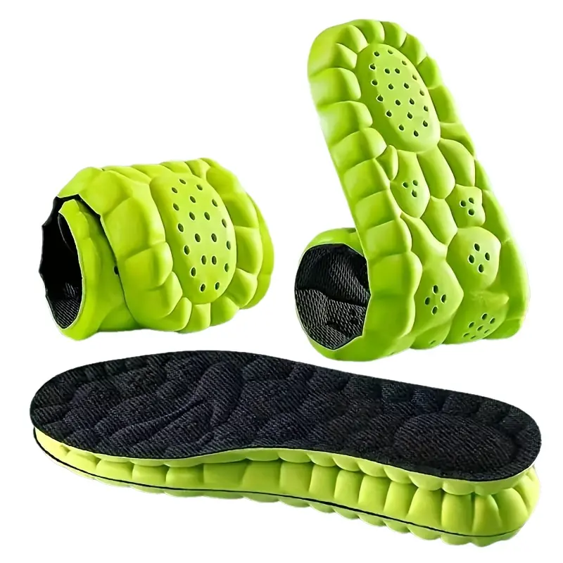 1 Pair Ultra Comfortable Sports Shoe Foam Insoles - Soft, Elastic, Breathable, with Arch Support, Non-Tiring Green and Black Design, Enhances Foot Comfort, Sports Shoe Insoles |   Ergonomic insole design |   Flexible foot pads Footwear Bedroom