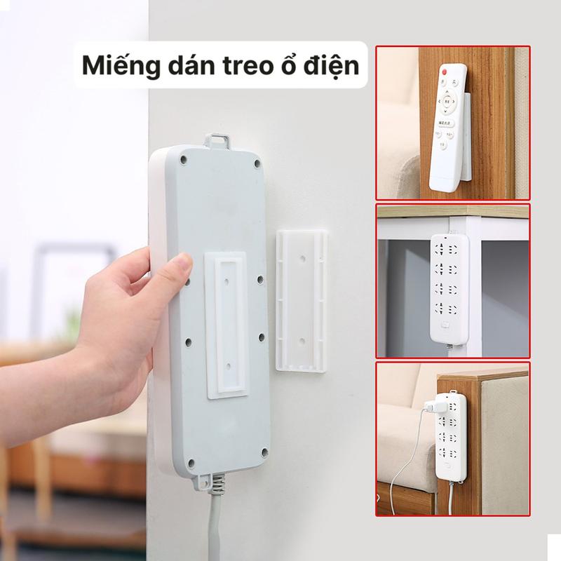 Miếng Dán Tường Treo Ổ Cắm Điện, Modem Wifi Kiểu Trượt - Giá Đỡ Treo Tường Cố Định