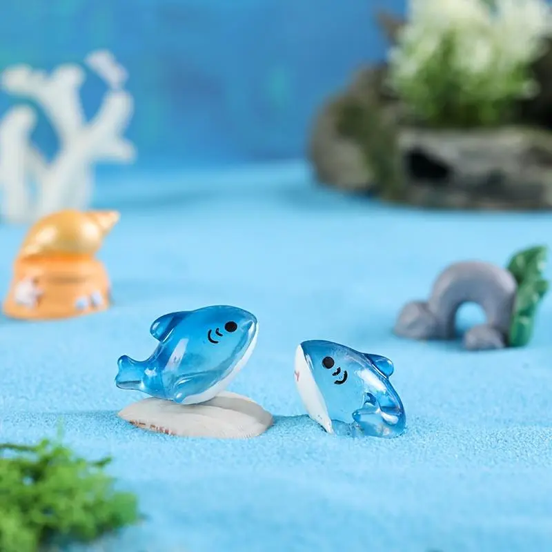 Random Color Cute Shark Shaped Resin Ornament, 10pcs/30pcs Mini Simulation Cartoon Static Fish Decoration, Fish & Aquatic Supplies for Home & Office 3