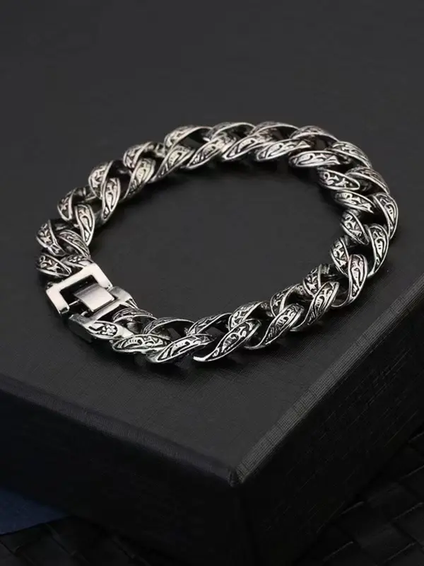 Men's Punk Style Zinc Alloy Chain Bracelet, Fashion Jewelry for Party, Daily Clothing Decor, Trendy All-match & Exquisite Jewelry for Birthday Gift 3