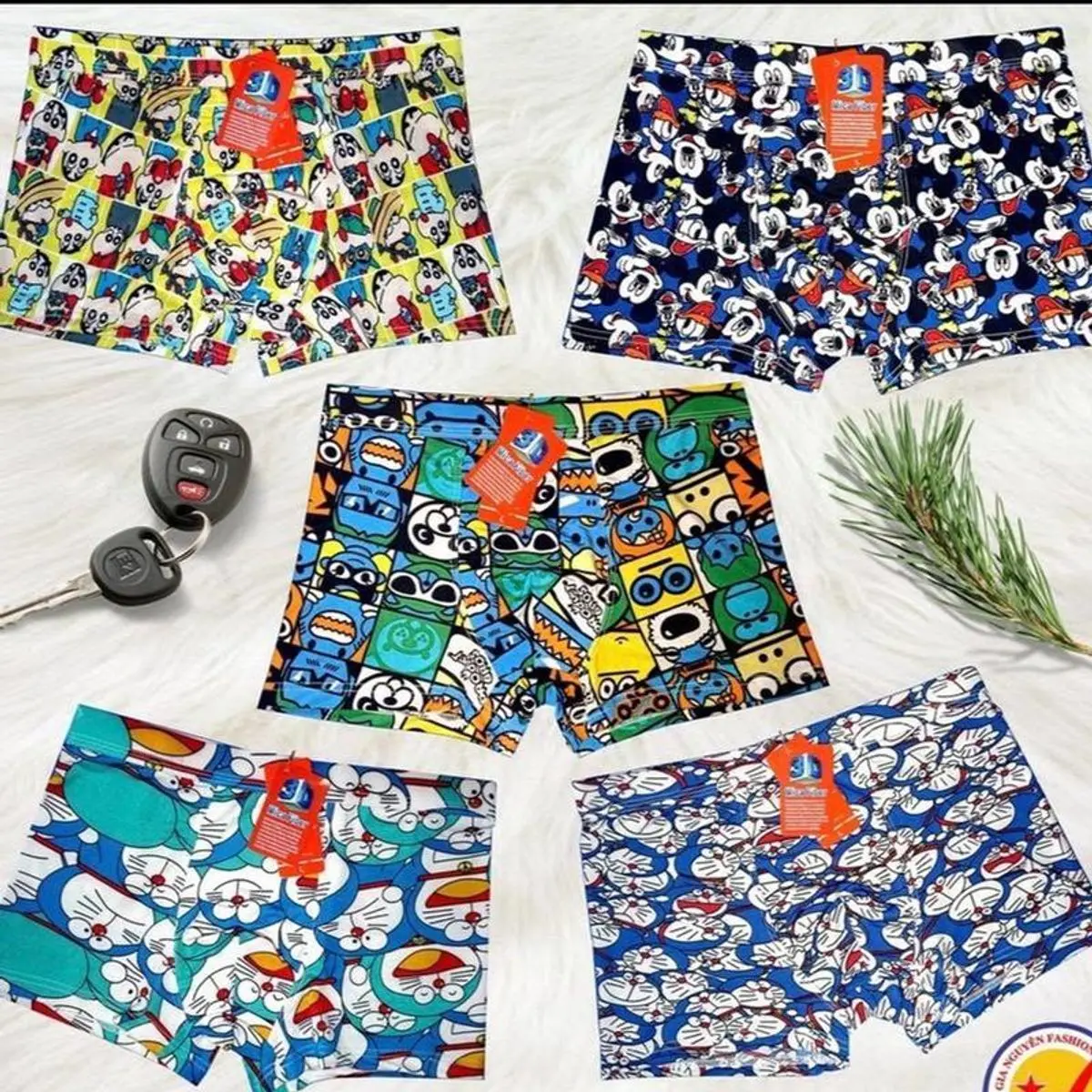 QH 2088 - Combo 5 quần boxer nam hình mix nhiều hình , quần hình Doreamon ,Shin và nhiều hình khác đẹp