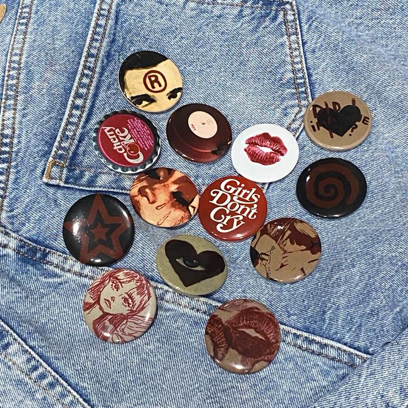 Jarcolee pin button 44mm y2k dark red aesthetic | grunge vintage button ...