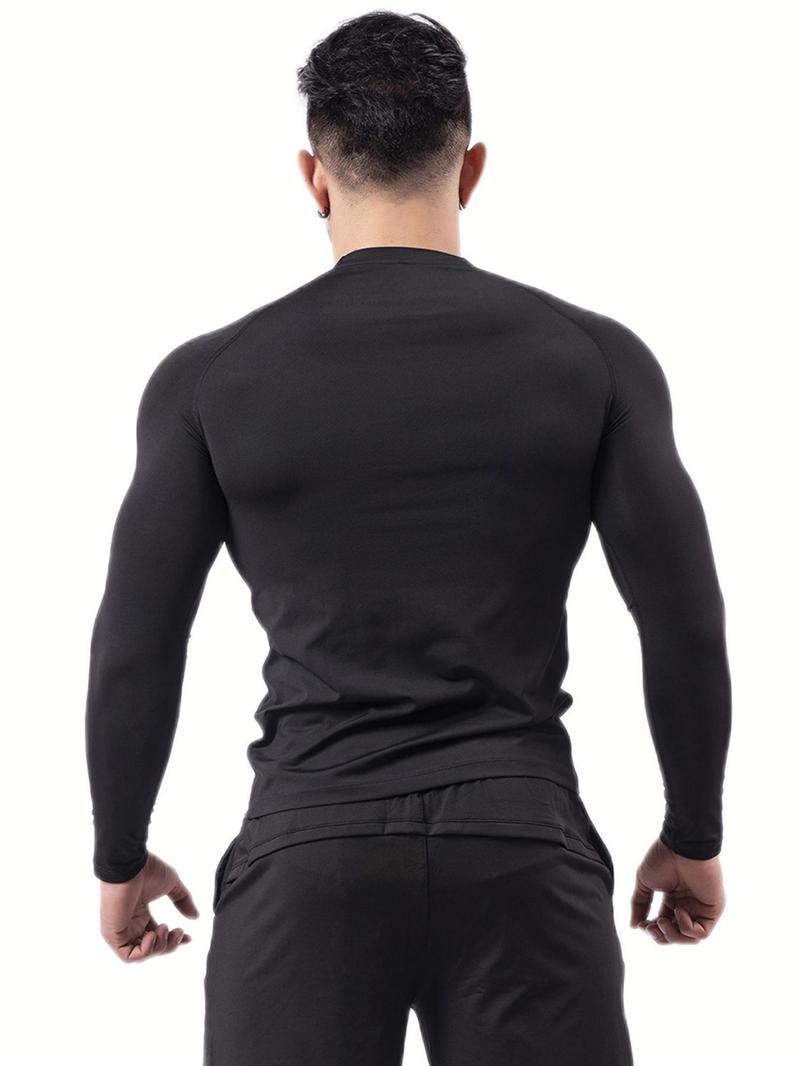 Product Introduction of Men's Cross Print Round Neck Long Sleeve Tee, Breathable Quick Drying T-shirt for Gym Workout Running, Men's Top for Spring & Fall 4