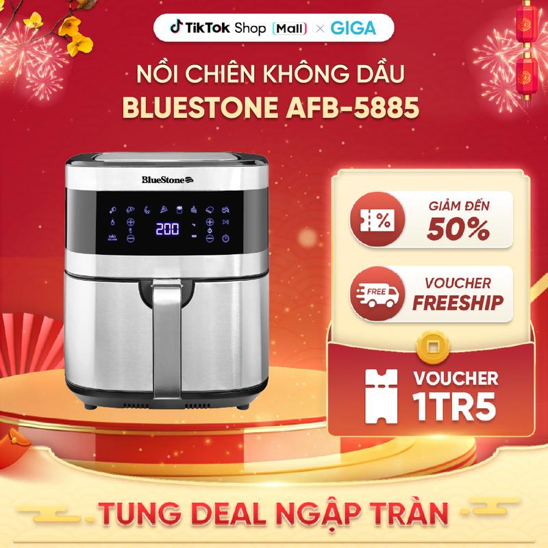 Nồi Chiên Không Dầu BlueStone AFB-5885 6.5 Lít 1500W - Công Suất 1500W, 8 Chế Độ Nấu, Lòng Nồi FAL