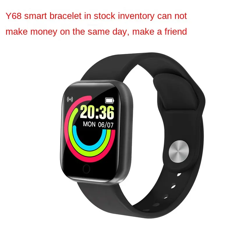 Y68 Smart Bracelet Heart Rate Measurement Blood Pressure Blood Oxygen Sleep Monitoring Cross-Border Hot D20 Watch Factory Direct Sales