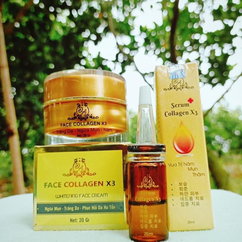 Combo Kem dưỡng trắng da Face Collagen X3 và Serum Collagen X3 mỹ phẩm Đông Anh 0