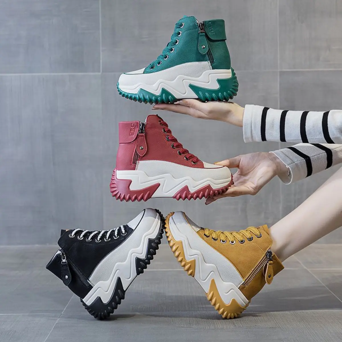 Giày thể thao nữ, sneaker cao cổ đế cao 5 phân tôn dáng phong cách trẻ trung năng động Sport