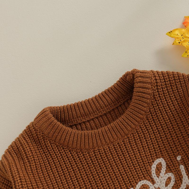 Product Introduction of Toddler Girls Autumn Winter Knit Sweater Long Sleeve Crewneck Letter Embroidery Pullover Knitwear 38