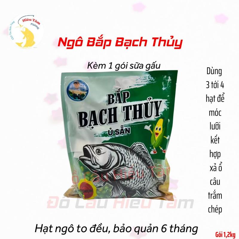 Ngô, Bắp Bạch Thủy -Kiên Gấu Fishing ủ sẵn câu trắm, chép hiệu quả cao (gói 1200gr) Đi Câu Bắt Cá Câu Cá