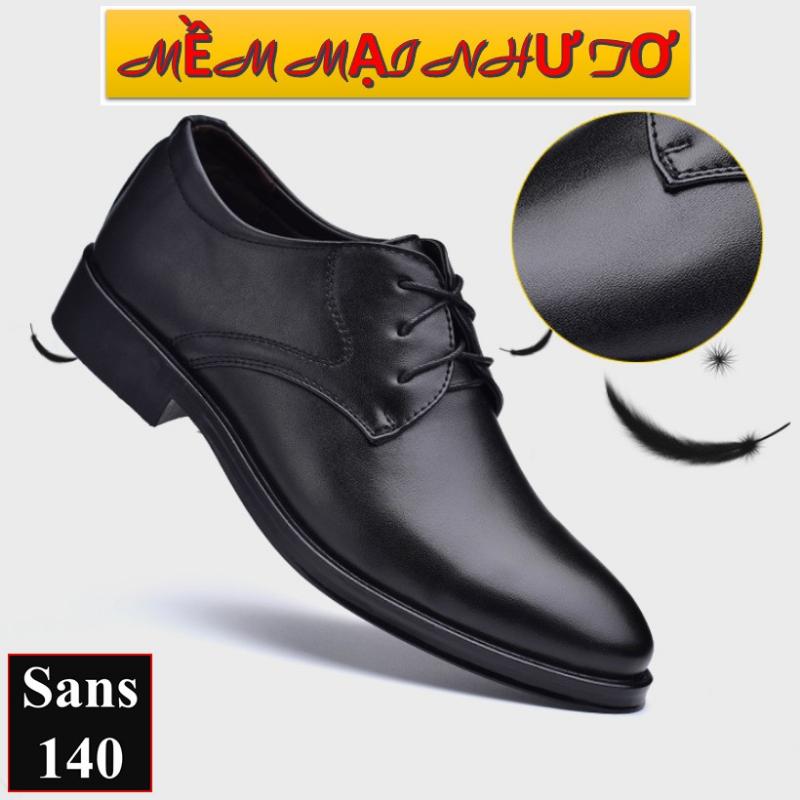 Giày da nam cao cấp đen Sans140 giầy tây công sở buộc dây derby mũi tròn big size to bigsize cỡ lớn 44 45 46 47 48 49 Cao Su Cao Su 4
