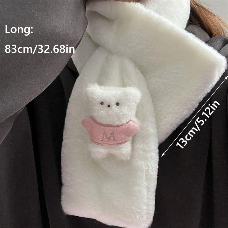 Product Introduction of Korean Cartoon Bear Plush Scarf Warm Comfortable Fur Neck Collar Thicken Plush Scarves Women 12