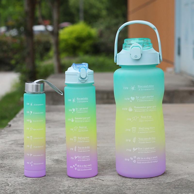 Product Introduction of 900-2000ml 3pcs Set with Time Graduated Space Cup Gradient Water Cup High Capacity Plastic Cups Portable Outdoor Travel Gym Bottles 20
