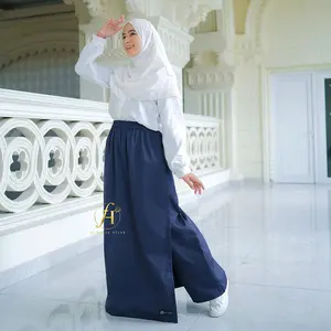 Rok Celana Muslimah Bahan Katun Drill - Rok Celana Muslim Panjang Wanita Bahan Katun Drill Basic Bawahan Kerja