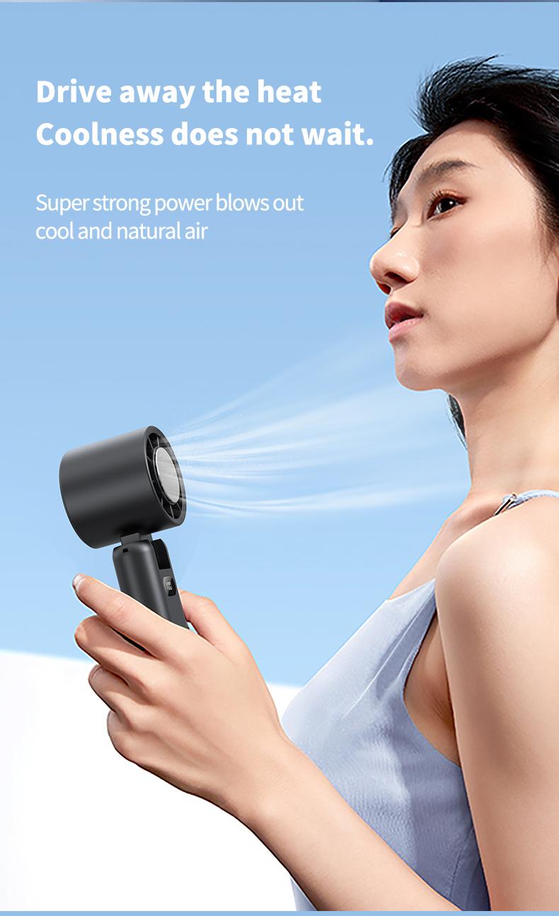 Product Introduction of Handheld small fan High speed powerful semiconductor cold air leafless spray refrigeration Small air conditioner Small mini turbine Portable portable charging Silent electric fan cooling magic weapon fan  portable 13