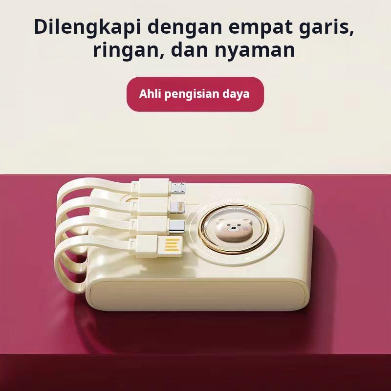 Power Bank Kamera Lucu, Charger Berkualitas Tinggi 30000mAh, Kompatibel dengan Samsung, iPhone, dan Ponsel Android, Antarmuka Type-C, 4 Port USB, Universal untuk Semua Ponsel