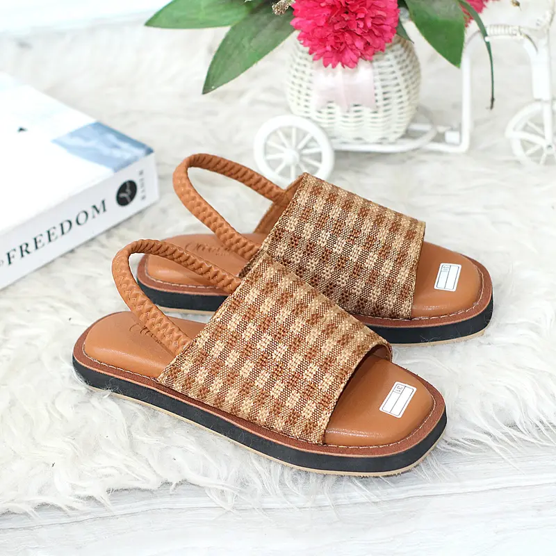 Sandal anak selop flat anak tali belakang motif kotak - VALERY KIDS Fashion Kaki 2