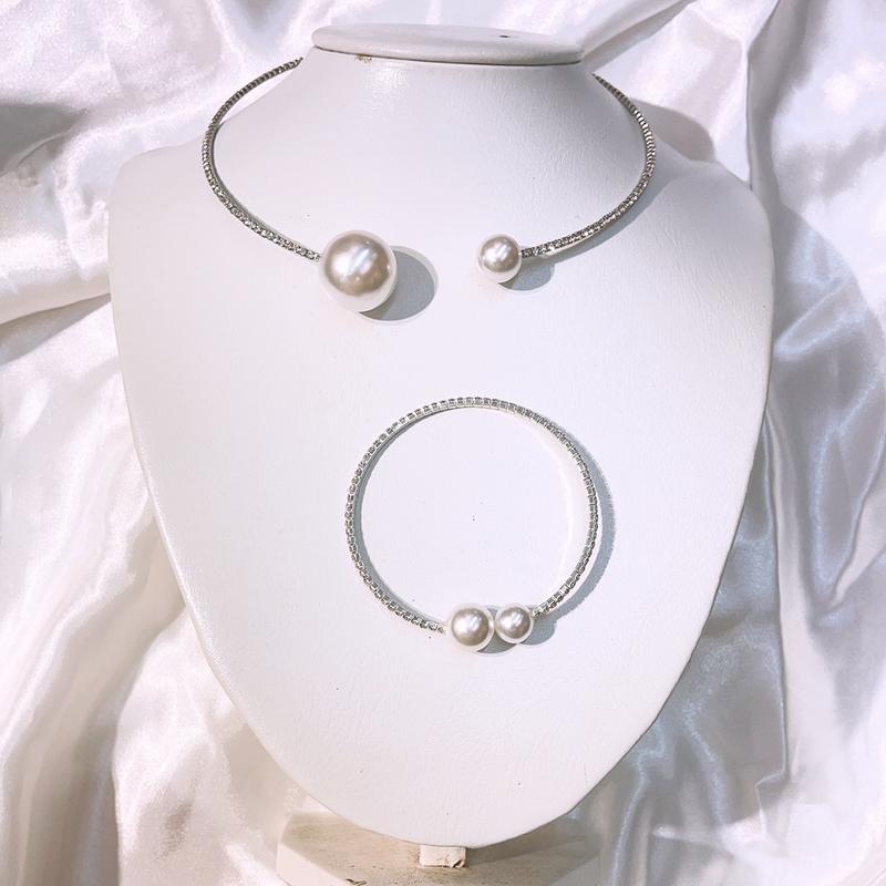( Mua 1 Tặng 1) MUA 1 Vòng cổ Đính đá Tăg 1 vòng tay Sang Trọng Hàn Quốc thanh lịch Mino accessory Women Trang Sức Khuyên Tai Hoa Tai ns1m 2