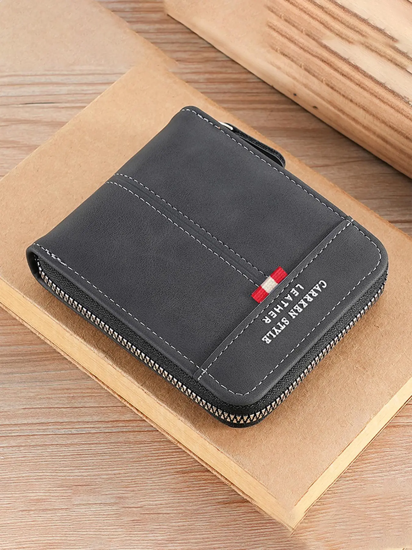 Men's Business Zipper Compact Wallet, Summer Trendy Vintage Bifold Wallet with Card Slots, Chic All-match Card Holder for Daily & Work Use As Gift