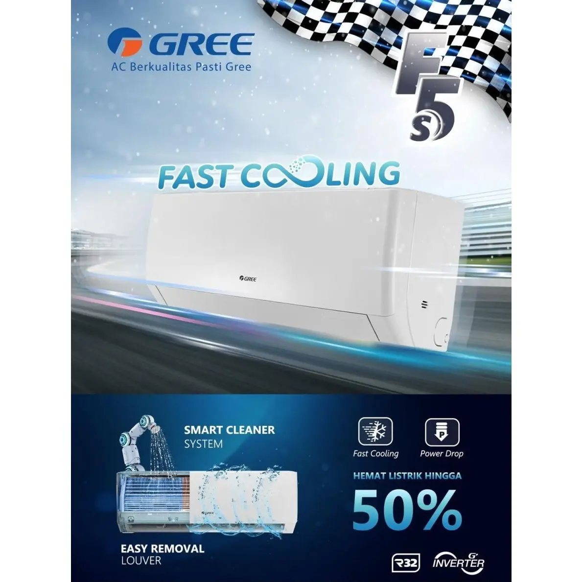 GREE AC Split Inverter R32 1 PK GWC-09F5-S SmartClean GWC-09F5S