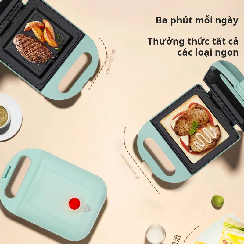 Máy Nướng Bánh Mì Sandwich Kẹp Làm Nóng 2 Mặt Rán Trứng Làm Đồ Ăn Sáng Nhanh Chóng Tiện Lợi máy nướng bánh mỳ 2