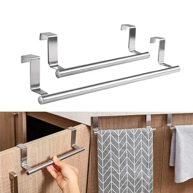 Kitchen Towel Rack Over Door Towel Bar Hanging Holder Stainless Steel  Kitchen Cabinet Towel Rag Rack