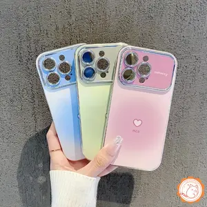 Casing Cinta Hati Warna Gradasi Untuk Infinix Hot 30i 40i 50 11 10 9 Pro 10Lite Smart 7 8 5 Plus 8Pro 8HD POP 7 8 Note 30 40 ProTecno Spark 20C 20 30 Pro Go 2023 Go 2024  ITEL P55 A50 Penutup TPU Silikon Bingkai Elektroplating Mewah