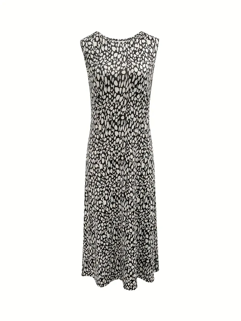 Product Introduction of Women's All Over  Print   Dress without Belt, Casual Sleeveless Dress for Beach Holiday Vacation, Ladies Clothes for All Seasons 2