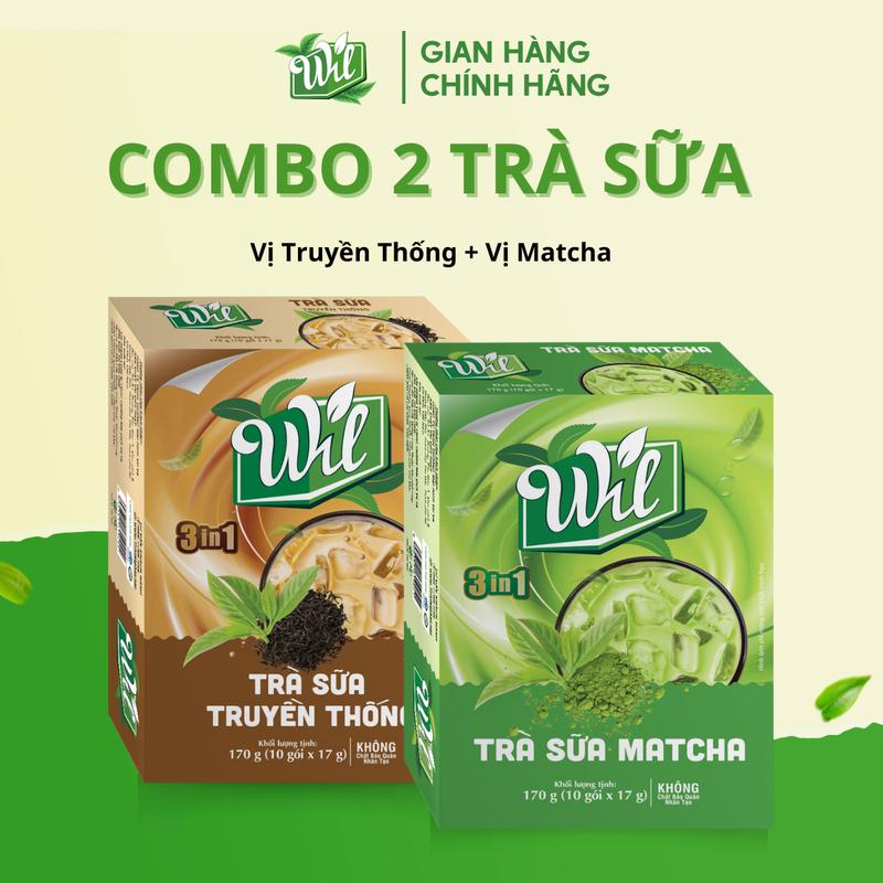 Combo 2 trà sữa Wil bột trà sữa tự pha vị truyền thống matcha hộp 10 gói
