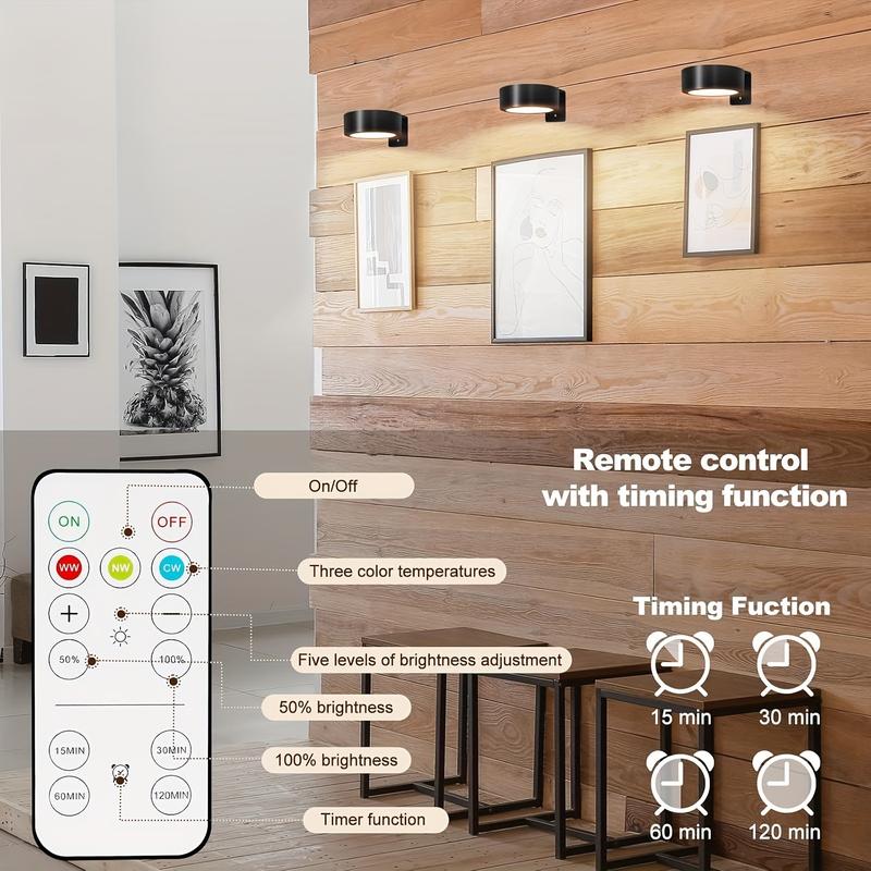 Product Introduction of 3-Pack Battery-Powered LED Picture Lights with Remote, Press Control, Adjustable Color Temperature, and Timer, Wireless Metal Wall Art Lighting for Gallery, Stairs, Corridors, Bedroom Frame Decoration 7