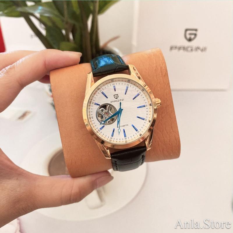  Đồng hồ Pagini nam chạy cơ tự động automatic dây da. 
