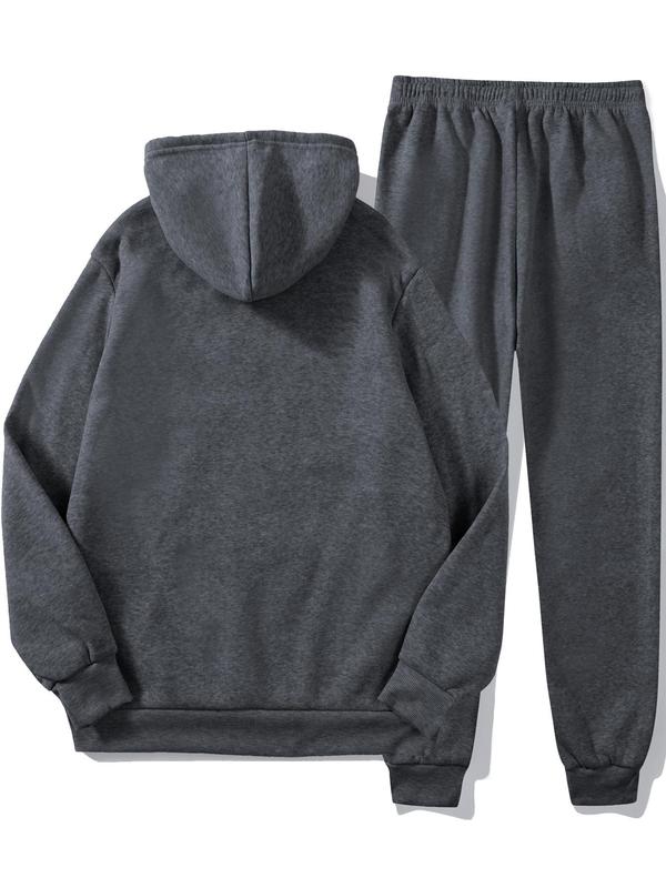 Two Pieces Men's Cartoon Goose Print Drawstring Two-Piece Set, Regular Fit Long Sleeve Pullover & Pocket Pants for Spring & Fall, Men's Outfits for Daily Wear 8