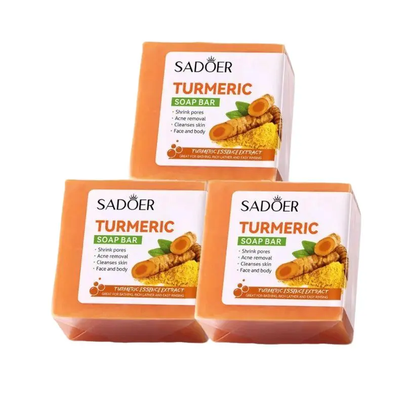 Turmeric Manual Soaps, 3 Counts Deep Cleansing Soaps Bar, Moisturizing Soaps For Face & Body, Body Wash & Soaps For Women & Men, Valentine's Day Gift