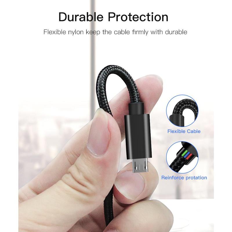 2.4A Fast Charging Nylon Braided Data Cord Fast Charge Data Cable Micro/Type C 1M/0.3M Nylon Braided USB Cable 1
