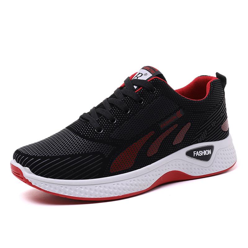Giày chạy bộ nam C12 Sneaker Sport - Phong cách Hàn Quốc - Kích cỡ 39-44 - Màu Đen Đỏ - Nhẹ Bền - Thích hợp cho đi bộ