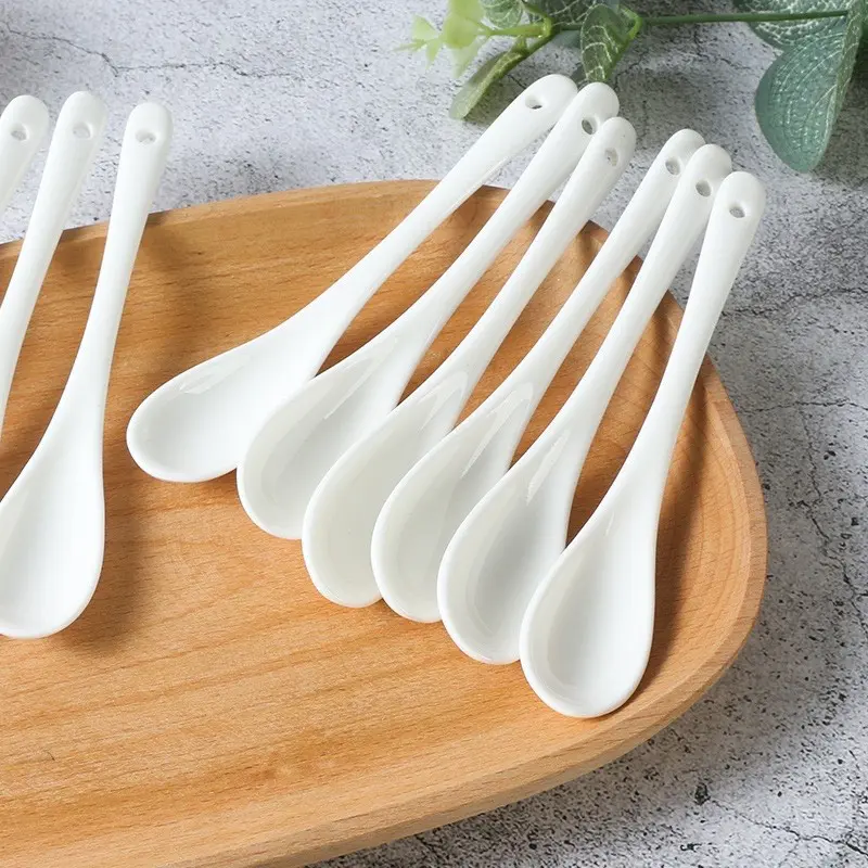 Thìa gốm sứ trắng  Thìa pha cafe  Sang trọng 5