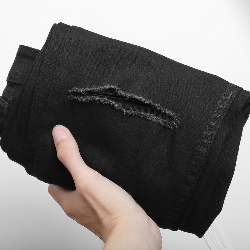 Product Introduction of [HCM]QUẦN JEAN NAM CAO CẤP ĐEN RÁCH GỐI + ĐEN TRƠN THỜI TRANG ĐP 01 Menswear Pants Có Túi Lưng Cao 2