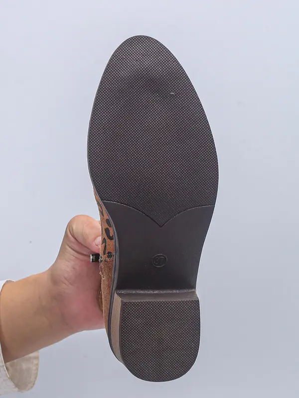 Fashion Leopard Print Zipper Back Boots, Casual Pointed Toe Boots for Daily Wear, Female All-match Shoes for Fall & Winter 4