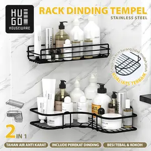 HUGO Rak Sabun Kamar Mandi Rak Tempel Dinding Sudut Rak Dapur Serbaguna Bahan Besi HUGO Rak Sabun Kamar Mandi Rak Tempel Dinding Sudut Rak Dapur Serbaguna Bahan Besi