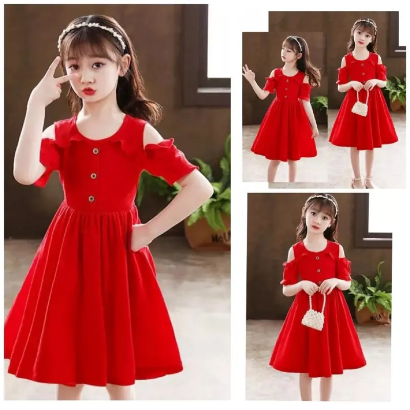 Baju Dress Anak Perempuan Korea Serena Kid Usia 7 8 9 10 Tahun Ardila Crepe1 Murah Terbaru 1