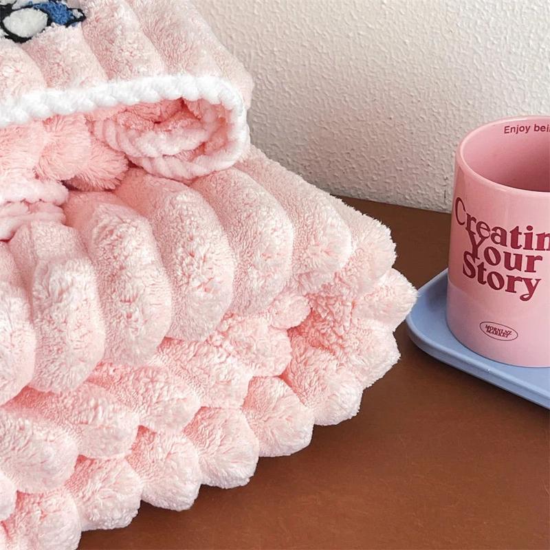 Bộ Ba Mảnh Tắm Cho Mèo, Thiết Kế Mèo KT, Dễ Thương Và Nhanh Khô, Bao Gồm Mũ Khăn Tóc Và Mũ Tắm, Làm Bằng Lông Cừu San Hô, Thích Hợp Cho Ký Túc Xá Và Sử Dụng Tại Nhà, Khăn Tắm Lớn khan  long  cuu khantam  royal  caocap 4
