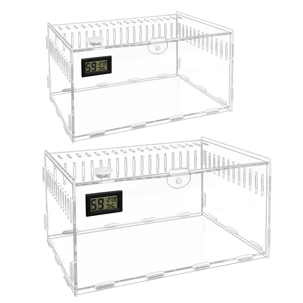 Reptiles Feeding Box Acrylic Terrariums Container for Spiders Lizards Small Pet Mini Habitat 2 Size