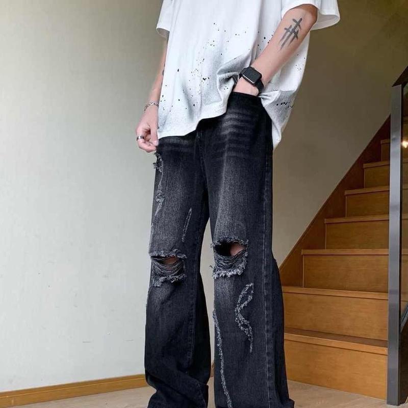 Quần Baggy Nam Màu Đen Xám Kiểu Rách Ống Xuông Nhiều Mẫu BGN818 Quần  Jean Menswear (48kg-75kg)