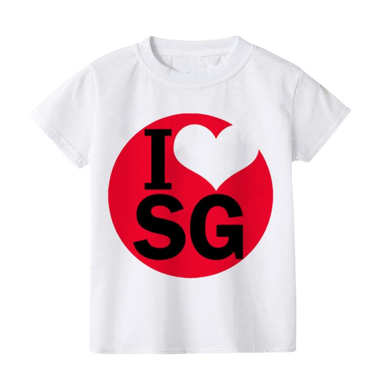 Singapore National Day Celebration Children's T-shirt I LOVE SG Boys and Girls' White Celebration Festival Top 3