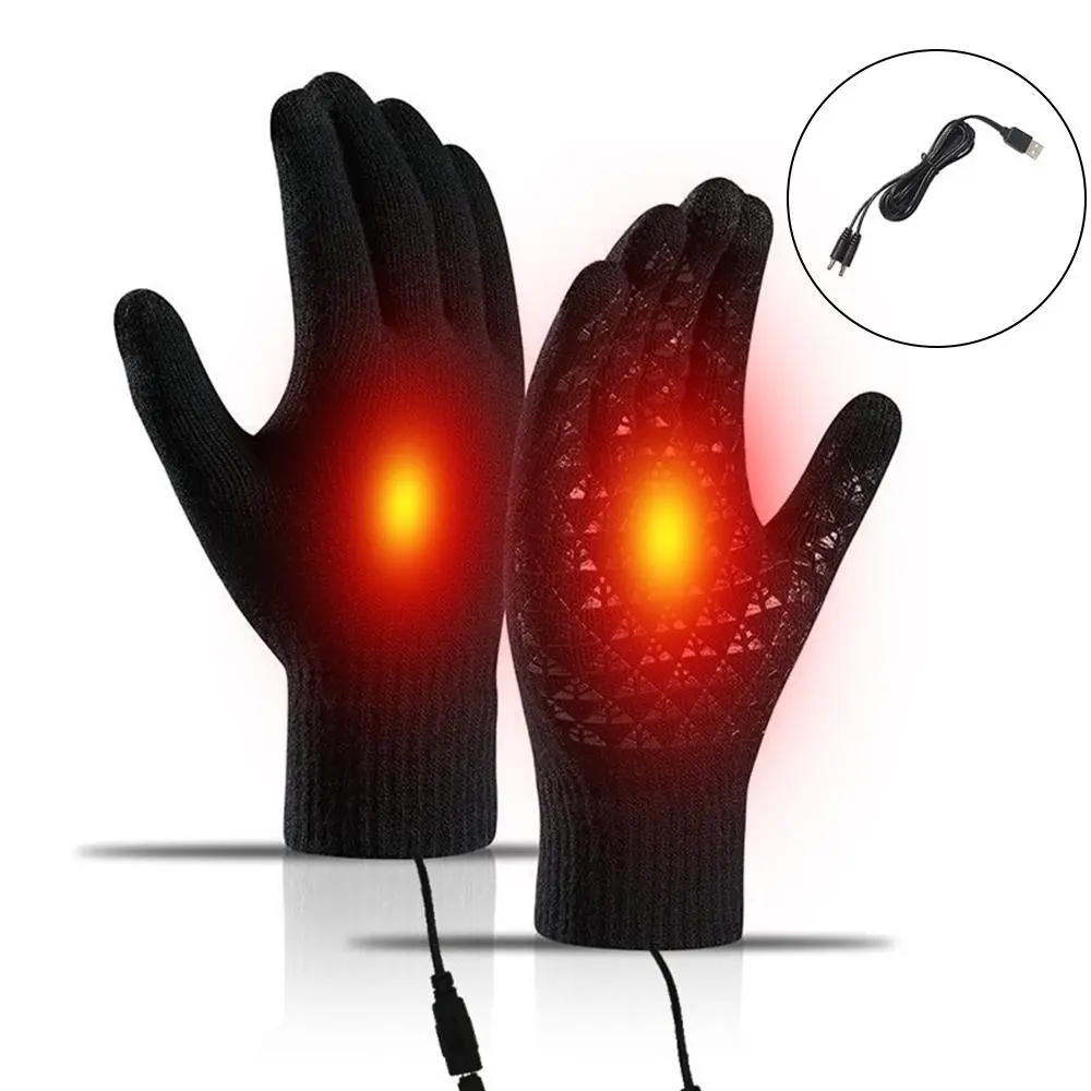 USB Rechargeable Winter Warm Gloves, Outdoor Sports Heating Gloves, Touch Screen Compatible Gloves, Double-sided Heating Gloves for Men & Women