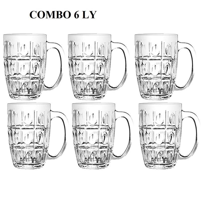 Ly Nhựa Combo 6 Ly Mecal uống bia giả thủy tinh Cao Cấp dùng cho Gia đình hàng quán Nhà hàng Cốc uống nước Beer
