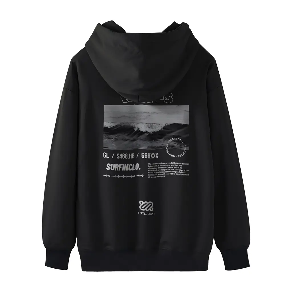 FERAARDIANTIK Surfinclo Hoodie Jumper Waves Bahan Katun Fleece Size M L XL XXL