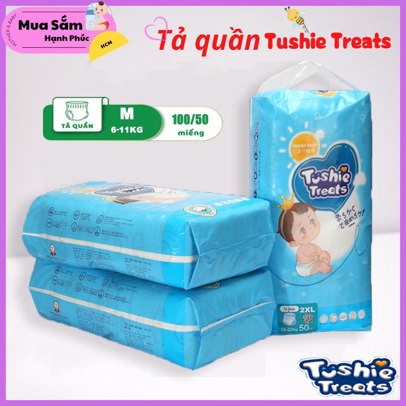  100 50 Tã dán Tã quần Tushie Treats Công nghệ ôm sát thấm hút thông thoáng NB-S-M-L-XL-XXL-XXXL - Bỉm quần 
