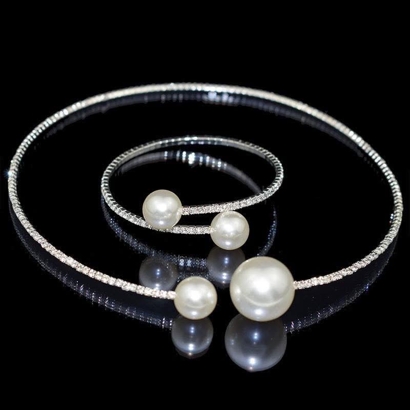 ( Mua 1 Tặng 1) MUA 1 Vòng cổ Đính đá Tăg 1 vòng tay Sang Trọng Hàn Quốc thanh lịch Mino accessory Women Trang Sức Khuyên Tai Hoa Tai ns1m 1